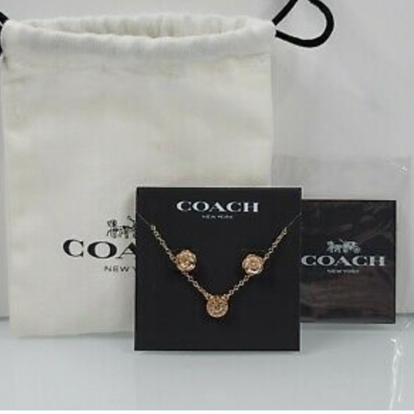 Coach Open Circle Necklace & Tea Rose Stud Set - Picture 3 of 3